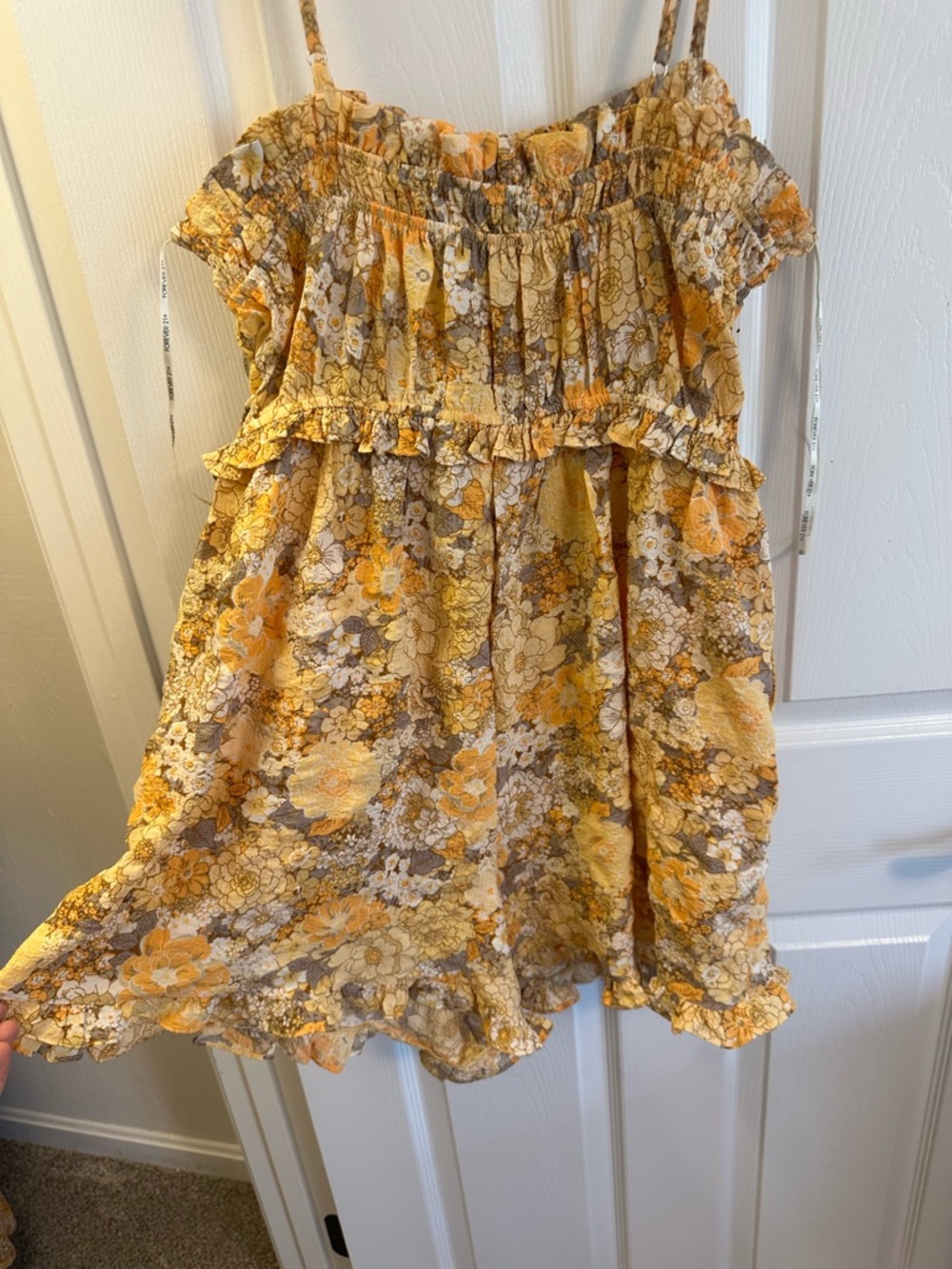 Forever 21 Yellow Floral Ruffle romper